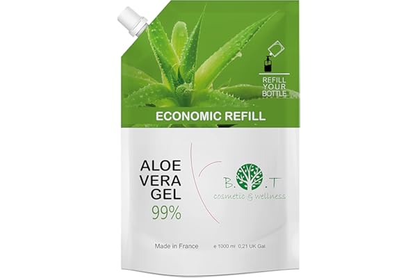 Gel Aloe Vera Bio, 100% Pure, Hydratant Visage et Corps, Après-Soleil, Après-Rasage, Bébé, Aloe Vera Cheveux, 1000 ML