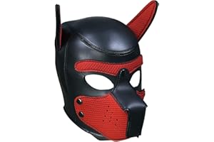 YiQin RWSX Hundemaske, Weiche Latex Petplay Hundemaske mit Ohren Welpenmaske Hunde Masken, Abnehmbarer Mund, Geeignet für Halloween, Urlaubsparty
