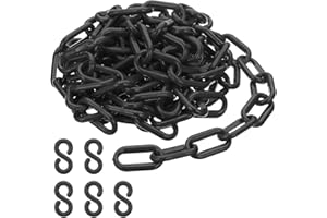 PATIKIL Plastic Chain Links, 10 Feet Safety Chains, Black Plastic Chains for Barriers, Crowd Control, Queue Lines, Parking, Fences, Gate, Concerts, and Decoration