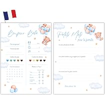 Cartes Pronostic Baby Shower - 20x A5, Neutre | Jeu Prédiction Cadeau Future Maman