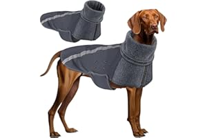 SlowTon Winter Hundemantel, Warmes Polarfleece Futter Hunde Outdoor Jacke mit Rollkragen Schal Reflektierende Streifen Verstellbare wasserdichte Winddichte Outfits für Kleine Mittelgroße Hunde