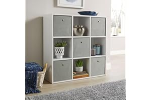 Home Source Storage 9 Shelf Cube Bookcase Wooden Display Unit, White