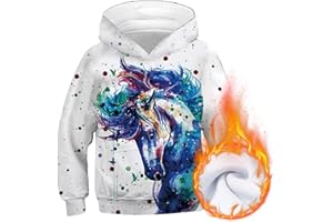 Loveternal Sweat à Capuche Enfant 3D Pull Imprimé Hoodie Manches Longues Sweat-Shirt avec Poches à Cordon 5-13 Ans