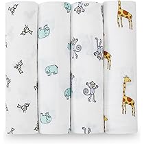 aden anais Set van 4 pastel mousseline dekens van 100% ademend katoen - Voor babymeisjes - Schattige en Dainty Floral - Pasgeboren en kinderslaap