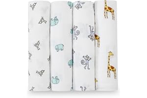 Aden + Anais Jungle Jam - Pack de 4 muselinas, unisex