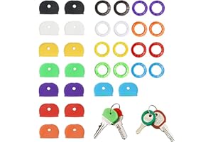 OHYER 32 Stück Schlsel Kappe Schlüsselkennring Schlüssel identifikationsringe Farbige Schlüsselkappen Gummi Schlüssel Abdeckung Flexibel für Einfache Identifizierung Türschlüssel (8 Farben, 2 Stil)