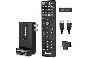 Sintonizador TDT HD 2025, OWERSLYN Decodificador TDT HD DVB-T2/DVB-C para TV Antigua, HDMI CEC, 1080P H.265 HEVC 10 bit, con Salida HDMI/SCART y USB Mediaplayer, Función PVR, Control Remoto IR 2 en 1