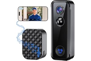 Ankway Dzwonek do drzwi wideo 2K z kamerą Wi-Fi, szeroki kąt widzenia 145°, czujnik PIR, 2-drożne połączenia wideo, widok na żywo, alarm, wodoszczelny, 2 ścieżki pamięci, obsługa Alexa, inteligentna