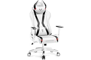Diablo X-Horn 2.0 Fotel Gamingowy Krzesło Biurowe Dla Gracza Obrotowy Regulowane Podłokietniki 3D Ekoskóra Ergonomiczny Design Funkcja Bujania (Biało-Czarny, Normal (L))