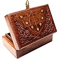 SHAHNAWAZ WOODEN HANDICRAFTS Handmade Wooden Jewellery Box for Women Wood Jewel Organizer Hand Carved with Intricate Carvings Gift Items - 6 inches