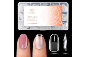 Modelones Extra Short Oval Nail Tips, 360pcs Pre-etched Clear Fake Nails Press On Full Cover Half Matte Acrylic Gel Kit False Tips for Extension Salon DIY at Home 15 Sizes