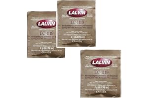 Lalvin EC-1118 Lot de 3 sachets de levure de champagne 18 % 4,5 l 23 l