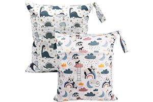 MOLENCO 2 Stück Wetbag Kindergarten Groß, Wasserdichte Nasstasche Windeltaschen, Nasstaschen Wiederverwendbare, Waschbar Nassbeutel Organiser mit Reißverschluss für Kleinkind Windeln Reisen Gym Strand