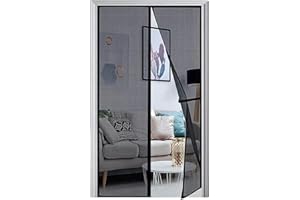 Panngu Magnetyczna moskitiera na drzwi, 100 x 200 cm, czarna, robaki na zewnątrz z drzwiami, zasłona ekranowa, wytrzymałe ekrany, drzwi, siatki chroniące przed muchami