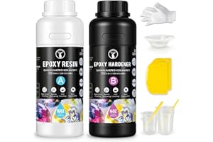 ResinAngel 1L / 32Oz Epoxy Resin Kit - Easy Mix 1:1 Crystal Clear Epoxy Resin Self Leveling No Yellowing No Bubble Casting Resin for Art Crafts, Jewelry Making, Wood & Resin Molds