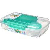 Sistema To Go Collection B&uuml;y&uuml;k Bento Kutusu Plastik &Ouml;ğle Yemeği ve Yiyecek Saklama Kabı, 7,4 Fincan, &Ccedil;ok B&ouml;lmeli, Renk Değişi