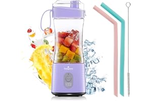 ‎VAEQOZVA Vaeqozva Mixer Smoothie Maker Klein 380mL,Mini Standmixer Tragbarer Mixer Blender Smoothie Maker USB mit 6 Klingen für Saft Marmelade Shake Smoothie für Outdoor Sport Reisen,Hellviolett