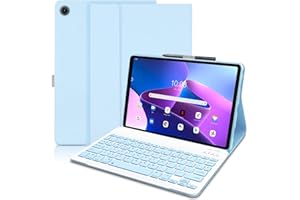 LIELAX Funda con Teclado para Lenovo Tab M10 Plus 3rd Gen 10.6”, Español Slim Teclado Keyboard Case con Magnético Desmontable Bluetooth para Lenovo Tab M10 Plus 3rd Gen (TB-125FU/128FU/128XU), Azul
