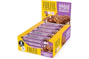 FERRERO FULFIL - 15 Barrette Proteiche da 55 Grammi, Gusto Cioccolato al Latte e Mandorla con 9 Vitamine e Pochi Zuccheri, Confezione da 825 Grammi