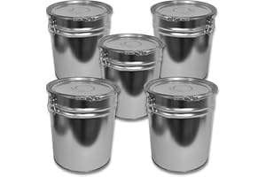 PLASTEO Lote de 5 cubos metálico de hierro blanco con tapa 30 L (5x23013)