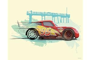 Komar Mural de Disney Cars Rayo McQueen, tamaño 50 x 40 cm (sin marco) - Decoración para habitación infantil