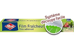 Albal - Film Fraicheur 50m - Film étirable - Préserve la fraicheur des aliments - Adhérent - Contient des ressources recyclées