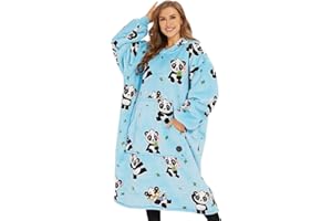 THREE POODLE Felpa Coperta Oversize Donna，Felpa Pile Giganti Coperta con Maniche e Cappuccio, Coperta pile con Maniche, Felpe di Pile Taglia Unica