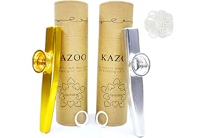 Fartime Gold and Silver Exquisite Aluminum Alloy Kazoo With 5 Kazoo Flute Diaphragms And A Beautiful Gift Box-Musical Instruments. (gold and silver)