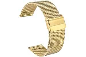 sourcing map Stainless Steel Mesh Watch Band Quick Release Adjustable Metal Replacement Watch Strap for Men and Women