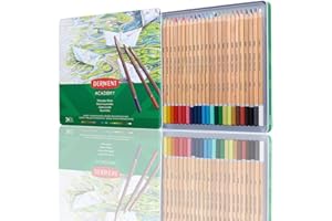 Derwent Academy - Set de 24 Crayons de Couleurs Aquarellables dans une Boîte de Rangement, Utilisables Secs ou Humides, pour Coloriage / Dessin / Illustration, Qualité Professionnelle, 2300226