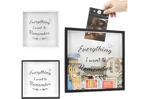 FramePro Grande scatola 3D, 28 x 28 cm, cornice da viaggio in legno con fessura, amore per biglietti, foto di viaggio, artigianato, nero (stella)