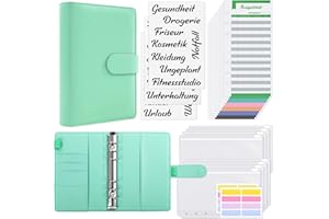 KONVINIT planer budżetu,format A6,Segregator budżetowy A6 z 12 kopertami na gotówkę,12 arkuszy budżetowych,Organizer budżetowy,organizer na pieniądze,oszczędność pieniędzy,Zielony