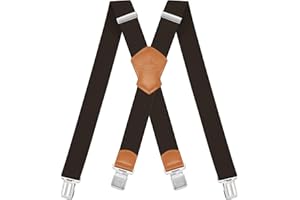 Dresime Bretelles Homme Larges Réglable Élastique Extra Fort 4 Robuste Clips, pour Hommes et femmes avec en forme X Design et Sangles Extra Larges -4cm