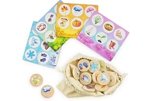 Ulanik Gra Bingo dla dzieci Sezony 24 sztuk Drewniana Płyta gra Wiek 3+ Przedszkole Nauka Edukacja