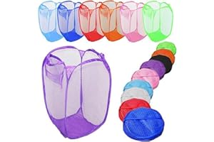 PLASTIFIC Foldable Pop Up Mesh Washing Laundry Basket Bag Bin Hamper Toy Tidy Storage Organiser Laundry Net Bag Clothes Bags (1 x Black Foldable Basket Bag)