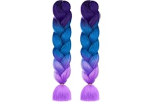 Aomig Allungato Intrecciare, 2pcs Dreadlock Parrucca, Ombre Jumbo Trecce Jumbo Estensioni dei Capelli Resistenti ai Calore, Parrucca Rasta per Crochet Twist Intrecciare i Capelli Africane Extension