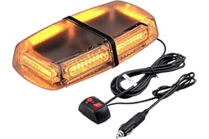 PROZOR Flashing Beacon Light 54LEDs with 7 Flashing Modes Amber Beacon Light Bar IP65 Waterproof Magnetic Car Recovery Strobe Light with Double Switch and 5m/16.4ft Cable for 12V/24V Vehicle