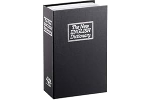 TOURKING Diversion Book Safe Storage Box, Dictionary Secret Safe Can Stash Secret Book Security Locker with Key, Portable Cash Jewelry Storage Box Case Lockable(Black, Combination)