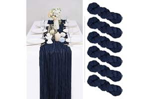 SHOWGEOUS 6 Pack Cheesecloth Table Runner Navy Blue Table Runner 90 x 300cm Long Semi-Sheer Fabric Cheese Cloth Table Runners Boho or Rustic Wedding Decor for Wedding Bridal Shower Baby Shower Holiday Party