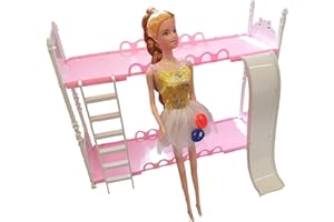 Fat-catz-copy-catz Lit superposé en plastique rose avec échelle et toboggan (poupée non incluse) pour poupées