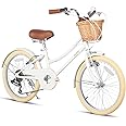 Glerc Missy 20" 24" 26" Inch Girl Cruiser Hybrid 6-Speed City Bicycle for Youth Girls Over 8 Years Old with Wicker Basket & Lightweight, Multiple Colors