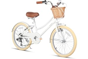 ‎GLERC Glerc Missy 20" 24" 26" Zoll Mädchen Cruiser Hybrid 6-Gang City Fahrrad für Jugend Mädchen über 8 Jahre alt mit Weidenkorb & Leichtgewicht, mehrere Farben