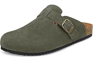 Intini Clogs Damen Herren Hausschuhe mit Fußbett Leder Pantoletten Gartenschuhe Geschlossene Bequeme Sommer Sandalen Latschen 36-48