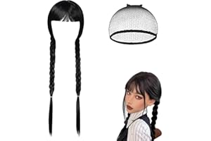 JIANYH Long Black Wig, Suitable for Halloween Costume Parties, Daily Wear, Role-Playing Parties (Black)
