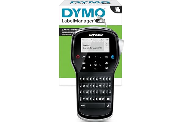 DYMO LabelManager 280 imprimante pour étiquettes Transfert thermique 180 x 180 DPI - Imprimantes pour étiquettes (Transfert thermique, 180 x 180 DPI, 15 mm/sec, LCD, 1,2 cm, 6, 9, 12 mm)