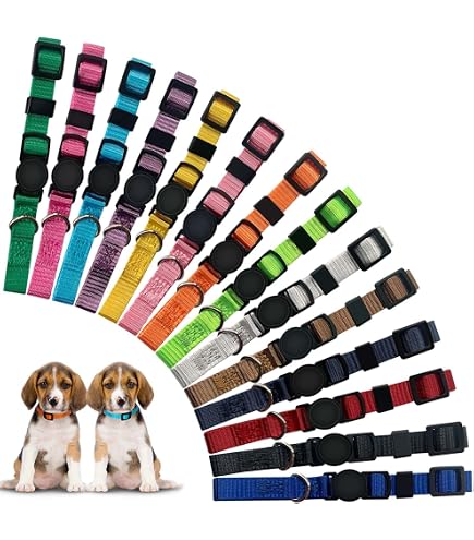 HOLLIHI Welpenhalsbänder Set – 14 Farben, Weiches Nylon, Verstellbar Mit Sicherheitsverschluss Für Züchter