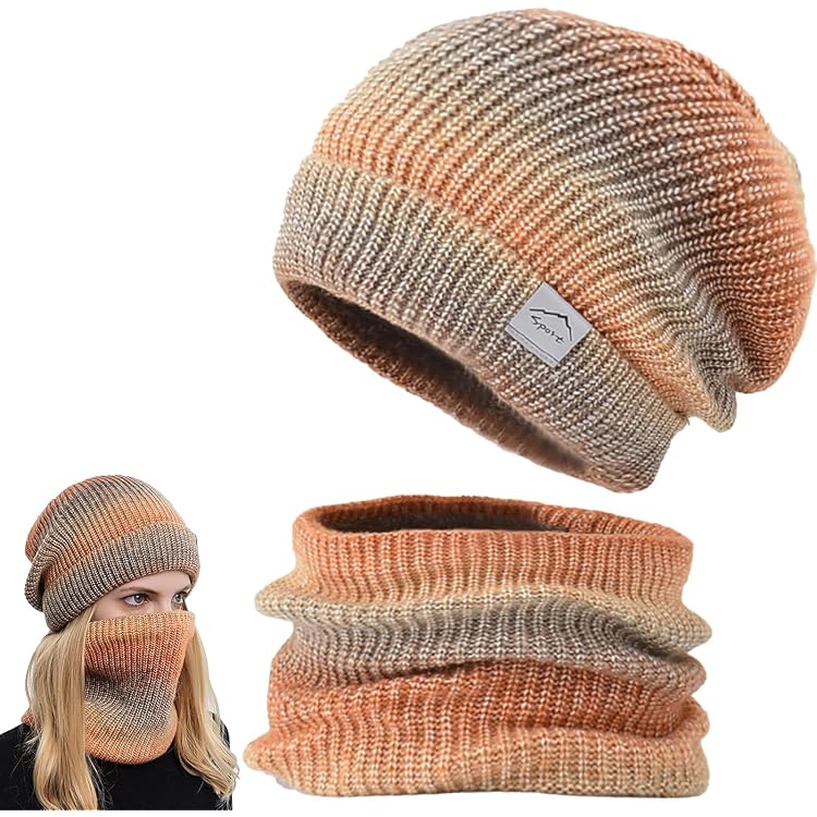 TAGVO Winter Strickmütze Damen, Multifunktional Winddicht Thermo Beanie Mütze Skimaske Sturmhaube Halswärmer Wintermütze Cuffed Skull Cap Damen Für