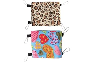 SHEENS 2 Stücke Haustier Doppelstockbett Hängematte Kleintiere Mesh Atmungs Hängen Bett für Syrischen Hamster Rennmaus Ratte Maus Meerschweinchen Leopard Streifen + Pfirsich Herz