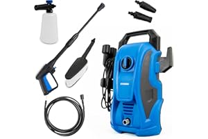 HYUNDAI POWER PRODUCTS Hyundai 1600W Electric Pressure Washer – 135 Bar / 1740 PSI, 7.1L/Min, Compact Jet Wash with Snow Foam Lance, 6m Hose & Attachments – For Car, Patio & Garden Cleaning