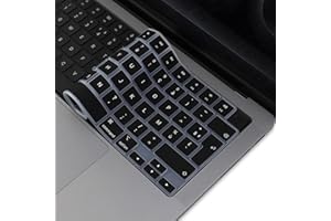 MasiBloom Protection de clavier pour MacBook Pro 14" (M5) Puce A3434 2025 - Protection de clavier - Accessoire (silicone noir français)
